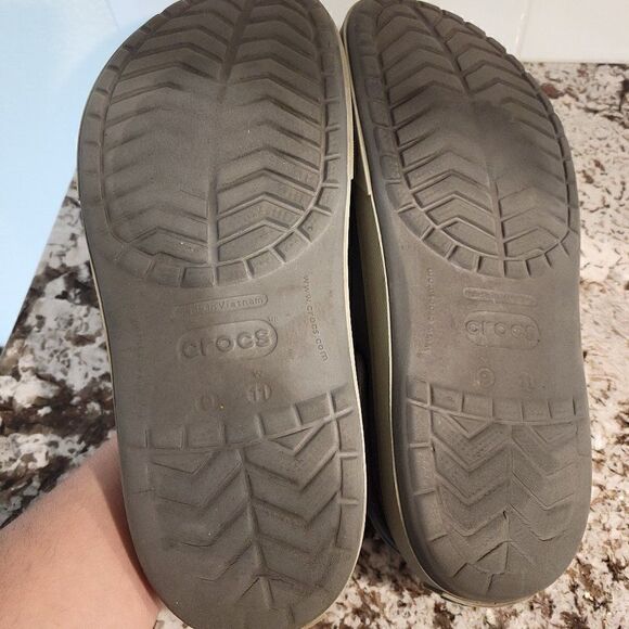 Crocs Crocband Gray/ Blue Clogs Slides Men 9 W 11 - Picture 9 of 10